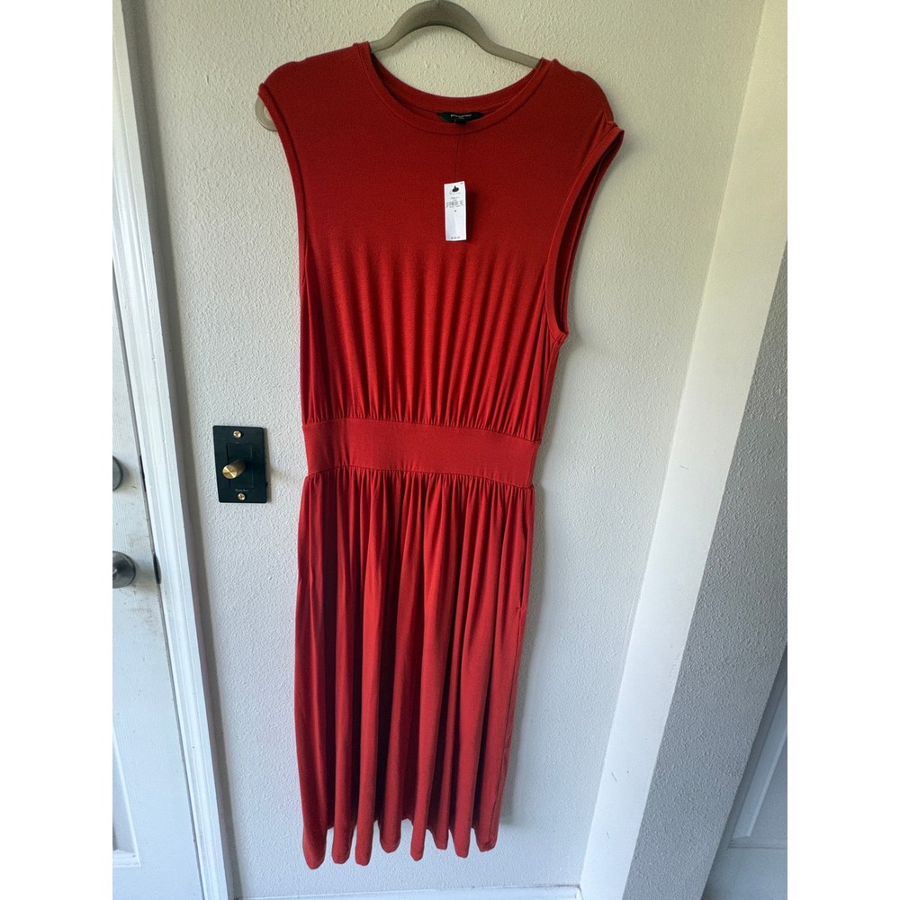 Banana Republic Womens Red Tencel Lyocell Midi Dress Sleeveless Size M NWT